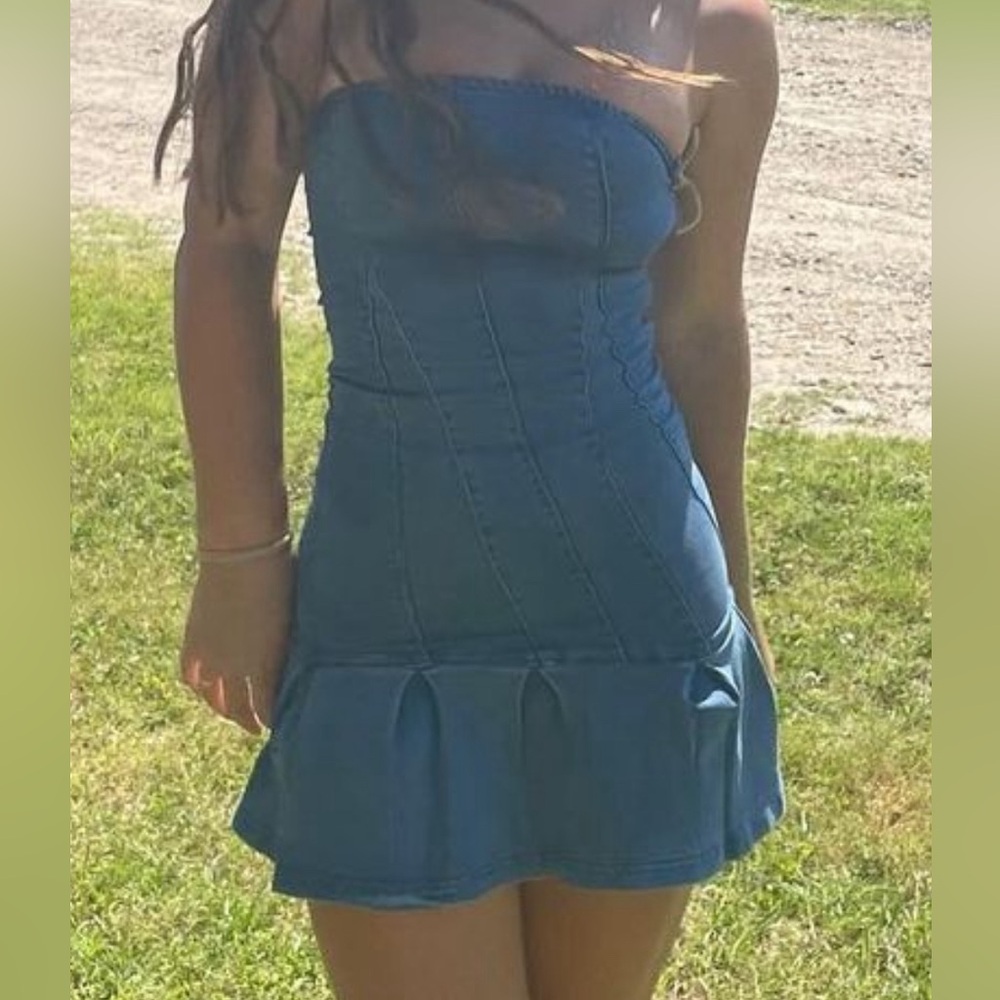 Urban Outfitters XS bodycon stretch mini denim flare dress